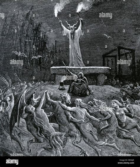 DEVIL WORSHIP Engraving by Gustave Dore Stock Photo - Alamy