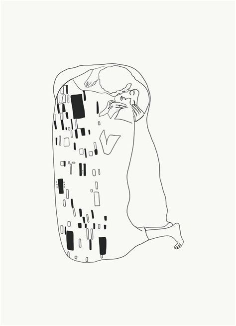 Gustav Klimt-The Kiss-One Line Drawing-Vector Format-Download EPS-AI, #ArtSketcheskiss #Draw ...
