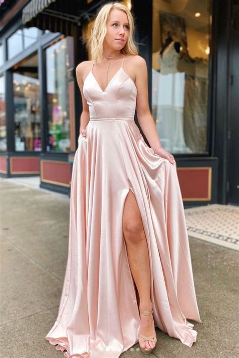 Lignt Pink Slit Prom Dress – daisystyledress