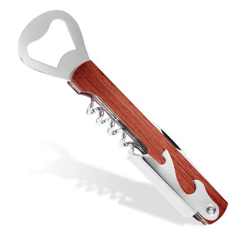 Multi-Tool Corkscrew, All-in-1 Bottle Opener Solid Wood Wine Opener ...