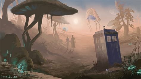 Blue telephone booth illustration, TARDIS, anime, Doctor Who, The Elder Scrolls III: Morrowind ...