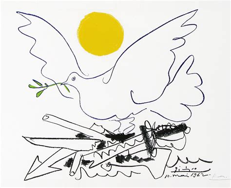 Pablo Picasso, Colombe au soleil (Dove with Sun), 1962, Lithograph