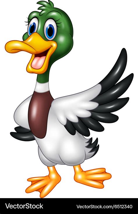 Cartoon mallard duck waving isolated Royalty Free Vector