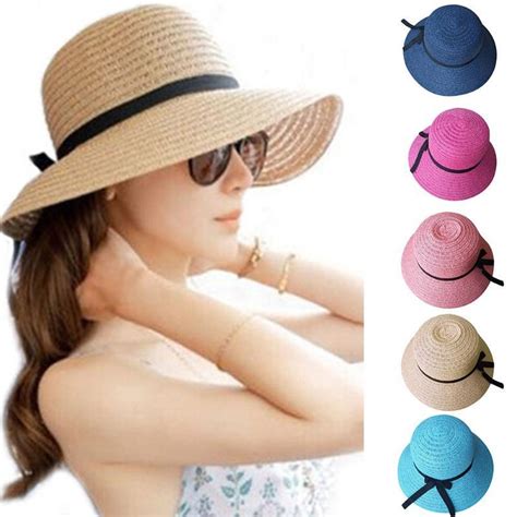 Summer Beach Floppy Straw Sun Hat With Stingy Brim For Women And Girls ...