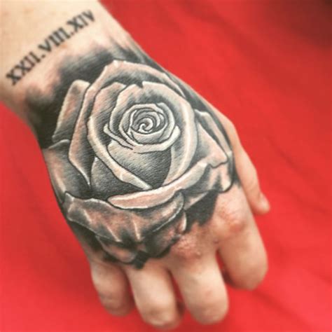 Rose hand tattoo … | Rose hand tattoo, Hand tattoos for guys, Hand tattoos