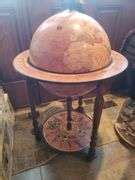Old World Map Globe Bar Serving Cart - Baer Auctioneers - Realty, LLC
