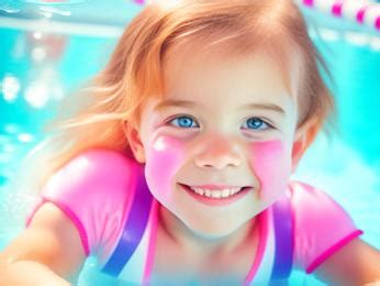 A little girl in a pink shirt in a swimming pool Image & Design ID 0000126720 - SmileTemplates.com