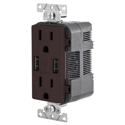 Leviton Combo Duplex Receptacle & USB Charger, 15A