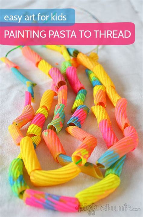 Painting Pasta to Thread | Easy art for kids, Toddler crafts, Craft activities for kids