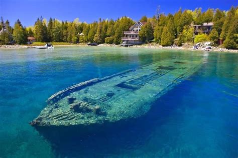 Have you seen this amazing Lake Huron shipwreck? This photo is of the remains of a schooner ...