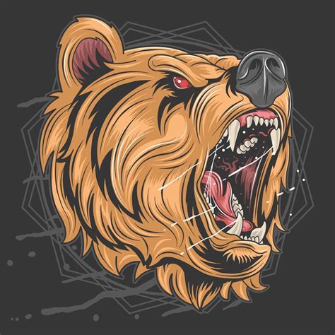 Scary Grizzly Bear Head 1019280 Vector Art at Vecteezy