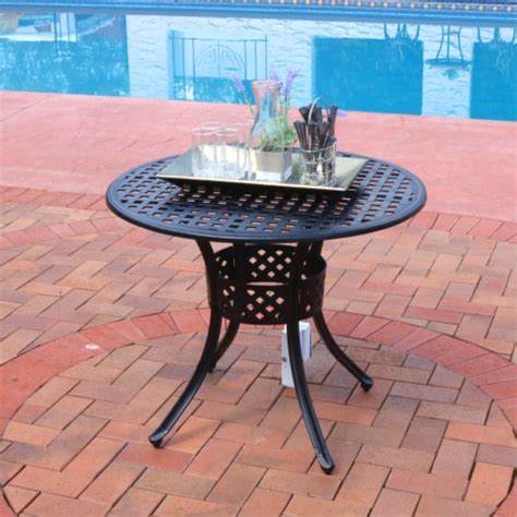 Sunnydaze 33 in Cast Aluminum Round Patio Dining Table - Black, 27 - King Soopers