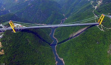 China's impressive mountain overpass built 1,630 feet high over a valley | Daily Mail Online