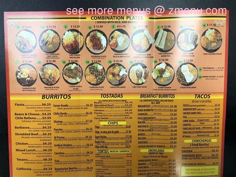 Menu at Mexican Taco Shop restaurant, Topeka, SW Burlingame Rd