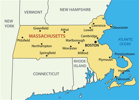 Map of Massachusetts - Guide of the World