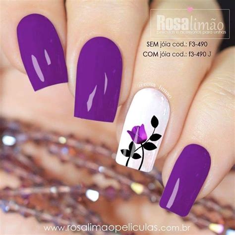 nail designs clear short acrylic in 2023 | Floral nails, Purple nails, Nail art designs