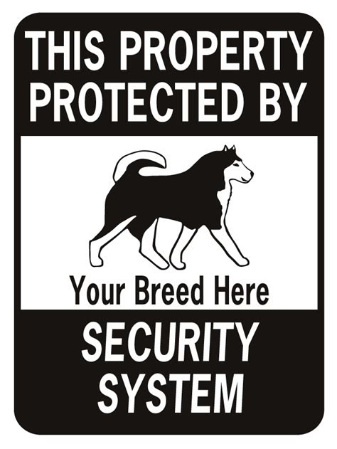 Dog Property Protected By your breed Security Rectangle Funny Aluminum ...