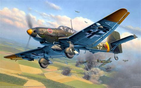 Airplane Painting Art Ju-87D Flight Aviation MILITARY wallpaper ...