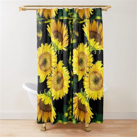 HAPPY SUNFLOWERS Shower Curtain by Adri Barnard | Colorful shower curtain, Sunflower curtains ...