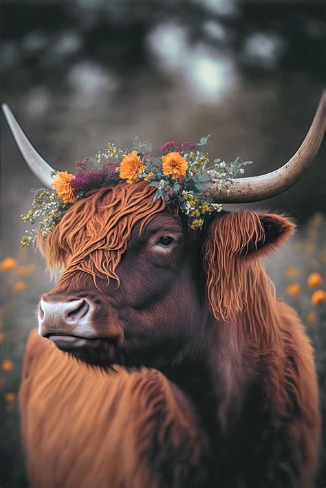 Somerset House - Images. HIGHLAND COW WITH FLOWERS