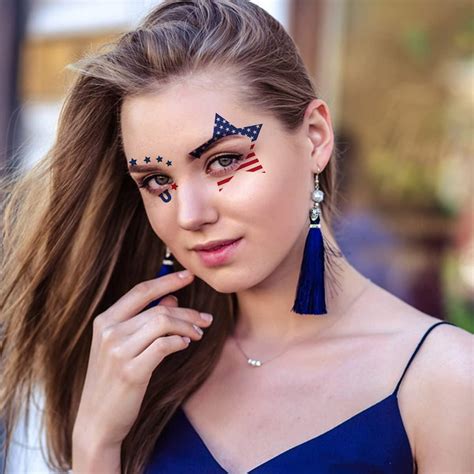 Fourth of July Decorations Face Eye Tattoos USA Flag Star Temporary Tattoos Patriotic ...