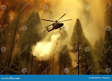 Helicopter Fighting Forest Fire with Water Drop Stock Illustration - Illustration of view ...