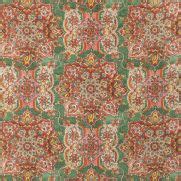 Granada Print Fabric | Green Red Kaleidoscope Curtain Fabric | GP J Baker
