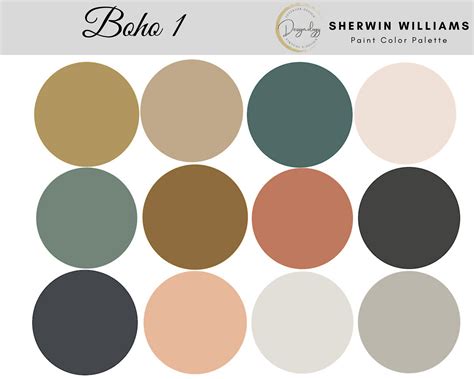 Boho Paint Color Palette Paint Scheme Earthy Sherwin Denmark ...