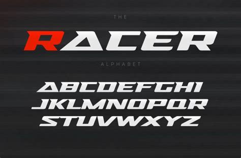 Racing Font, Aggressive And Stylish Lettering Design. Dynamic Letters, Italic Wide Font With ...