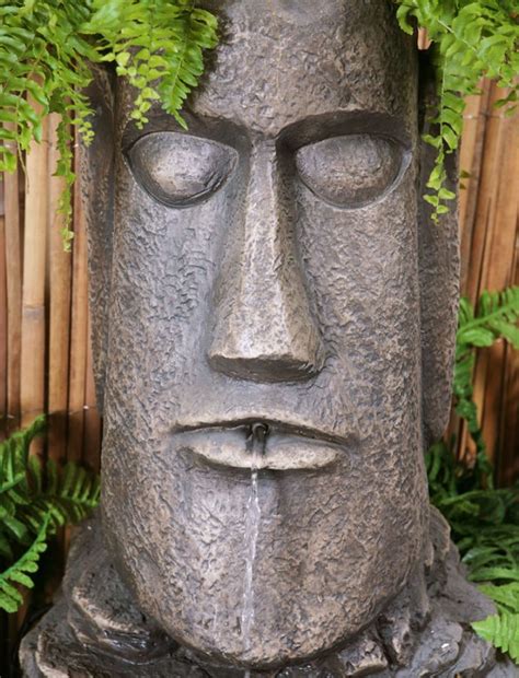 H73cm Easter Island Solar Head Water Feature & Planter with Lights by Solaray | Easter island ...