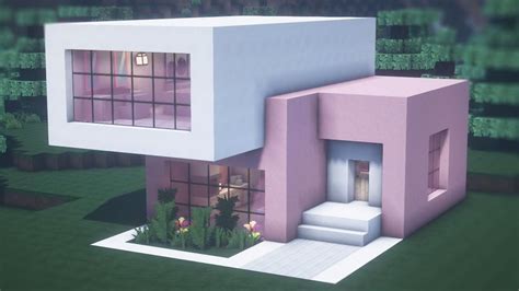 Building a gorgeous pink house in Minecraft, with two floors🌸#68 ...