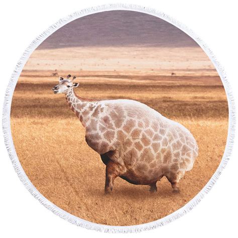 Funny Animals Art Fat Giraffe Round Beach Towel | eBay