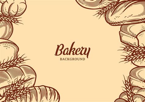 Vintage bakery background with sketched bread vector illustration ...