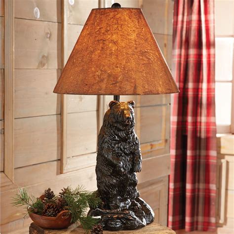 Standing Bear Table Lamp | Black forest decor, Floor lamp with shelves, Black bear decor