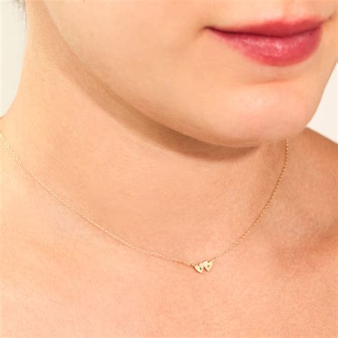 Twin Hearts Necklace | Recycled Solid 14k Yellow Gold | Catbird Jewelry