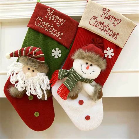 1PC Large Christmas Stocking Gift Bag Santa Socks Cute Christmas ...