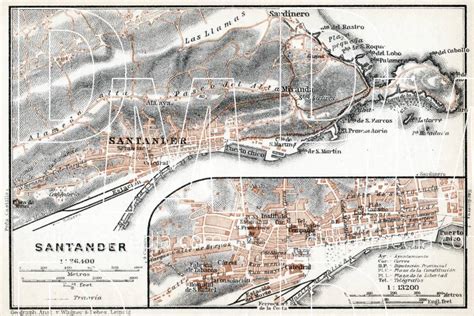 Old map of Santander in 1913. Buy vintage map replica poster print or ...