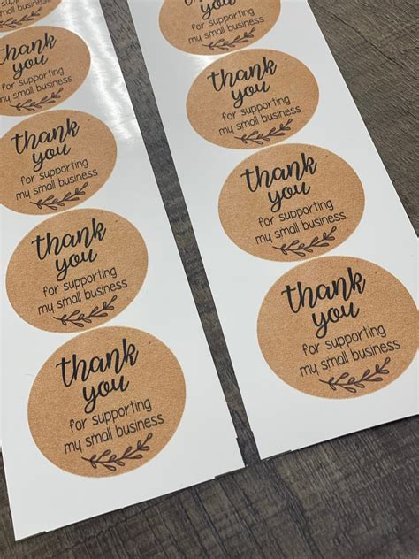 Thank You Stickers Brown Paper Small Business - Etsy