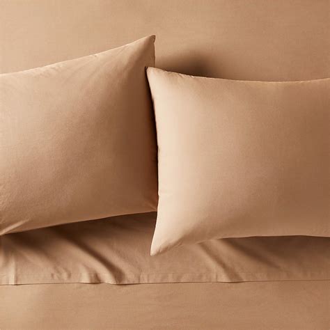 Organic Cotton Percale 400-TC Brown King Sheet Set | CB2 Canada