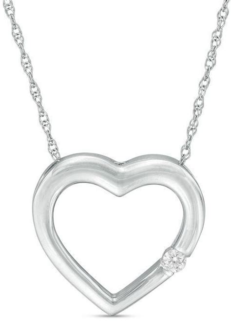 Zales Diamond Accent Heart Pendant in 10K White Gold Diamond Stone, Diamond Accent, Diamond ...