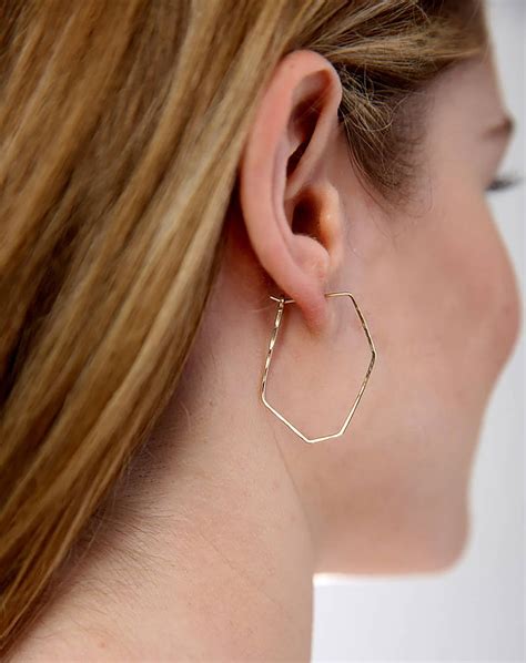 Geometric Hoop Earrings, Silver Hoops, Gold Hoops, Angled Hoops ...