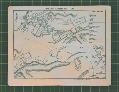 1901 Vintage Map of the Hadrian's Villa