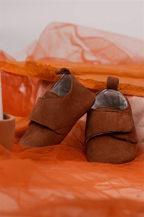 Pam Baby 100% Real Tan Leather Suede Shoes