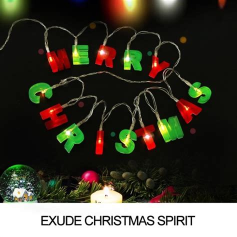 LED Merry Christmas Sign Lights Decor Battery Powered (1.4" Tall Red & Green Letter - 6hr Timer ...