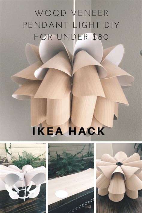 IKEA hack knappa pendant light DIY using wood veneer under $80 | Ikea hack, Diy pendant light ...