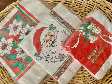 Lot of Vintage Paper Christmas Napkins Never Opened | Etsy