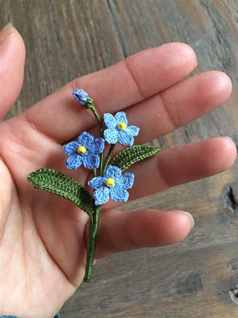 Crochet Forget Me Not Flower Brooch Wedding Flower | Etsy UK