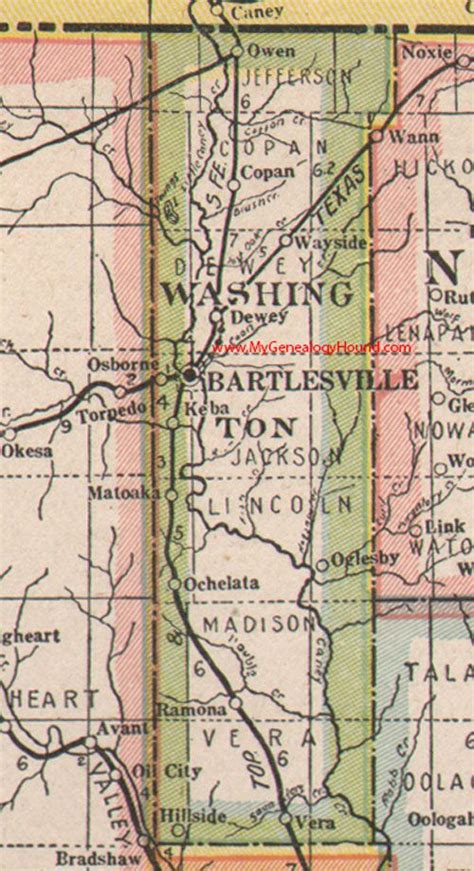 Washington County, Oklahoma 1922 Map | Washington county, Oklahoma ...