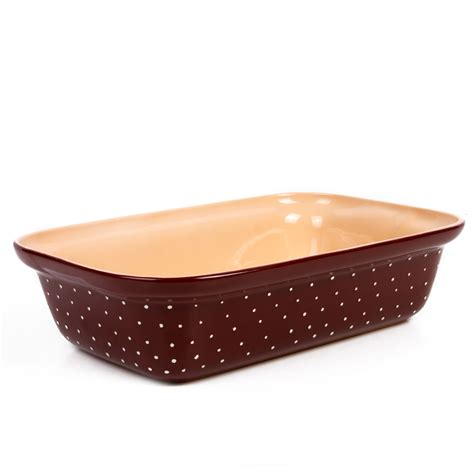 Brown Polka Dot Rectangular-Shaped Stoneware Baking Dish | Product sku J-193574