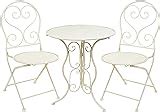French Ornate Cream Wrought Iron Metal Garden Table and Chairs Bistro Furniture Set: Amazon.co ...